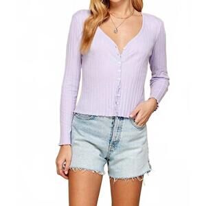 NEW TWENTY TEN long sleeve ribbed cardigan in lavender
